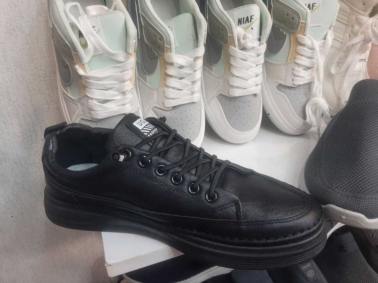 Черные кросовки от дождя кожа заменитель - Мужская обувь