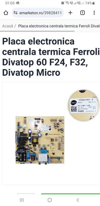 Placă electronică centrală Ferroli DivatopF24/Divacondens  F24D, F32