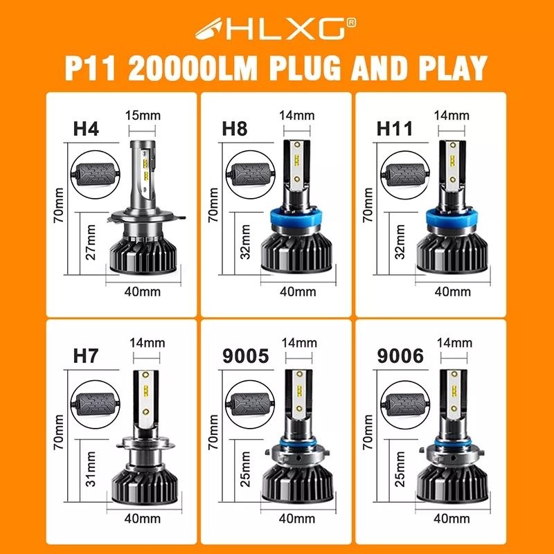 Set Becuri Led Hb3 Hb4 9005 9006 100W 20.000Lm CanBus dimensiune mica