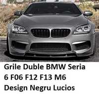 Grile Duble BMW Seria 6 F06 F12 F13 M6 Design Negru Lucios