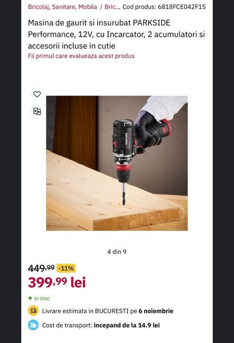 Bormasina parkside cu 2 acumulatori