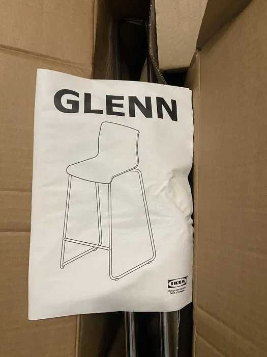 Стилен бар стол Ikea GLENN бял/хром НОВИ