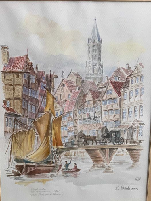 стара картина акварел от 1865г