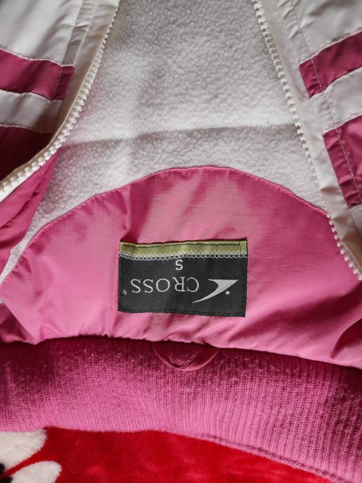 Fas jacheta dama de schi captusit  de iarna, cu gluga alb cu roz  S