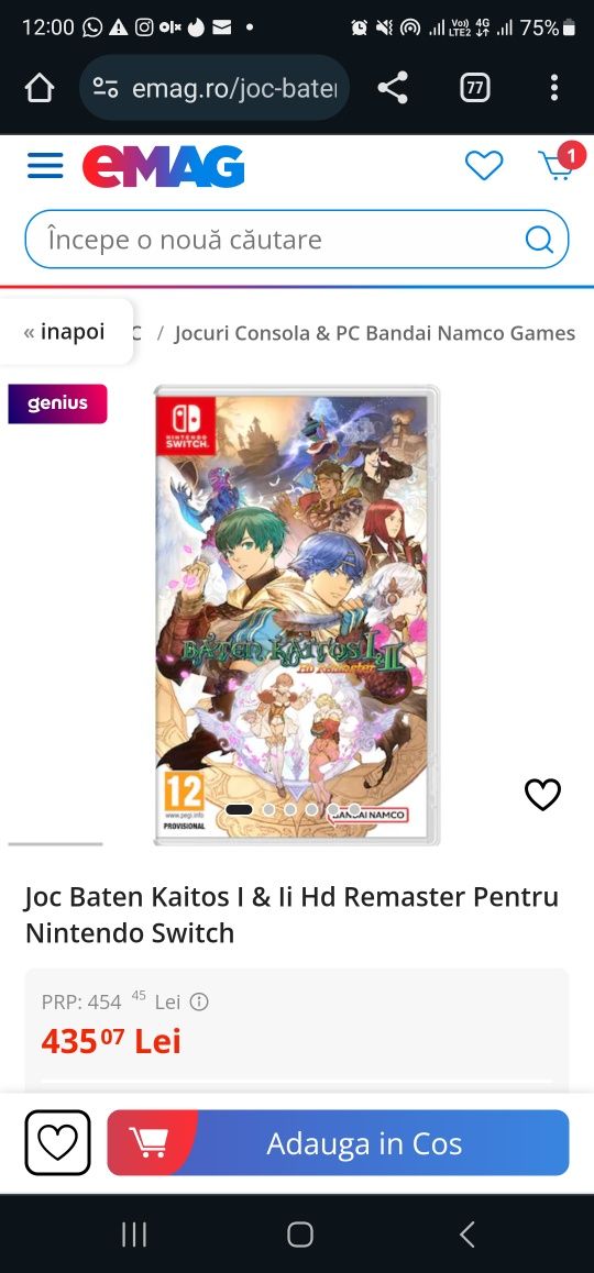 Joc Baten Kaitos I & Ii Hd Remaster Pentru Nintendo Switch (sigilat)