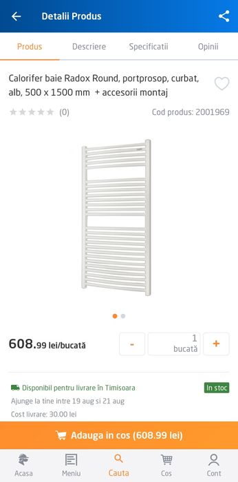 Calorifer baie curbat 50 x 150 Radox nou