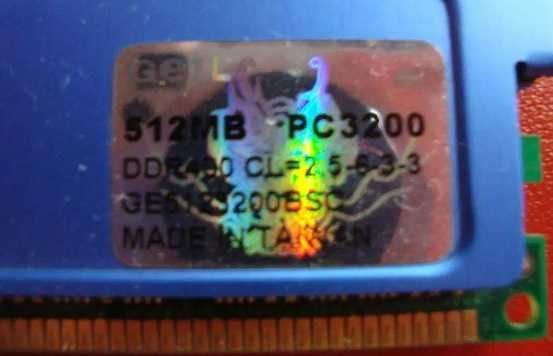 Memorie RAM DDR Geil 512 MB PC3200 400 Mhz CL. 2.5 (radiator aluminiu)