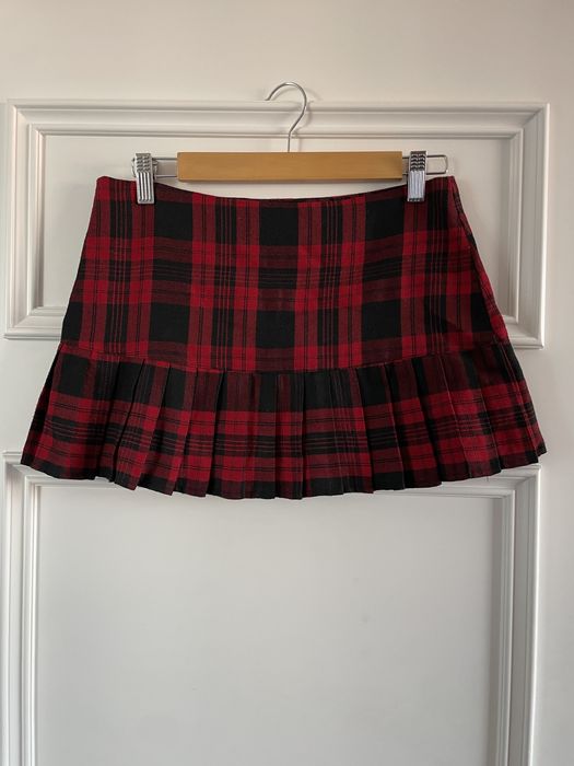 Къса карирана червена пола, 34 размер (XS)