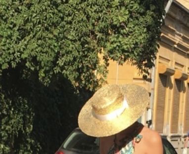 Pălărie aurie de paie model canotieră, unicat