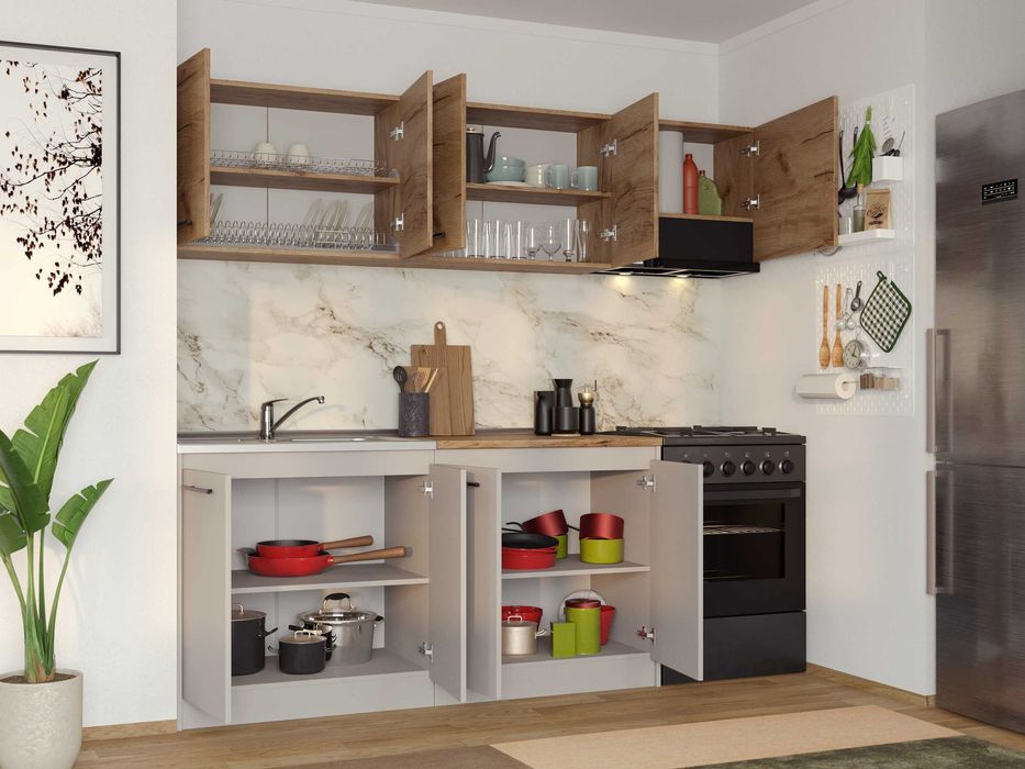 Set Mobila Bucatarie Linea 220 Casmir / Stejar C05 - Transport Gratuit