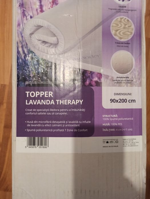 Topper Bedora Lavanda Therapy 90x200 cm. (NOU)