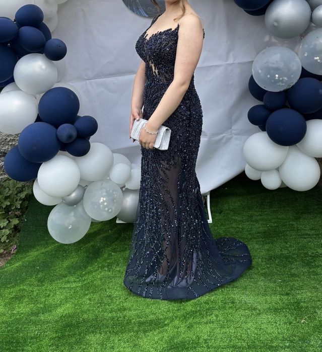 Бална тъмносиня рокля