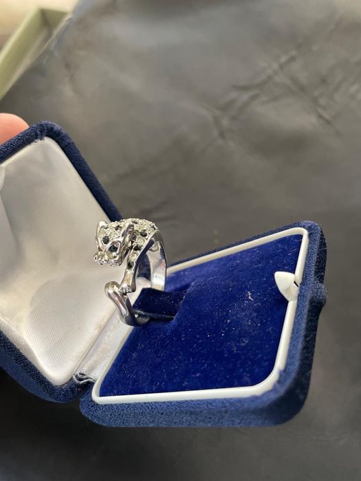 Inel model leopard placat cu aur alb,cu zirconiu cubic transparent