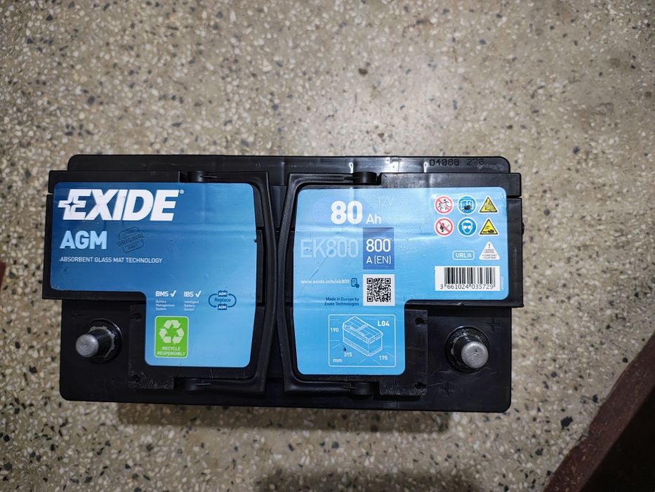 Baterie auto Exide 80Ah AGM start stop import.