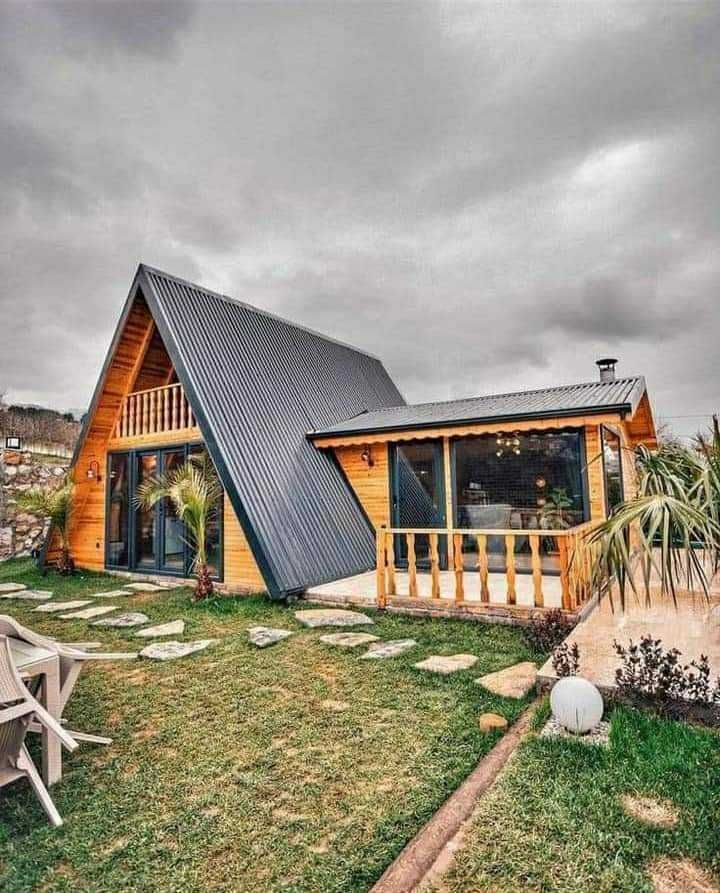 Cabana stil A-Frame si case din structura de lemn