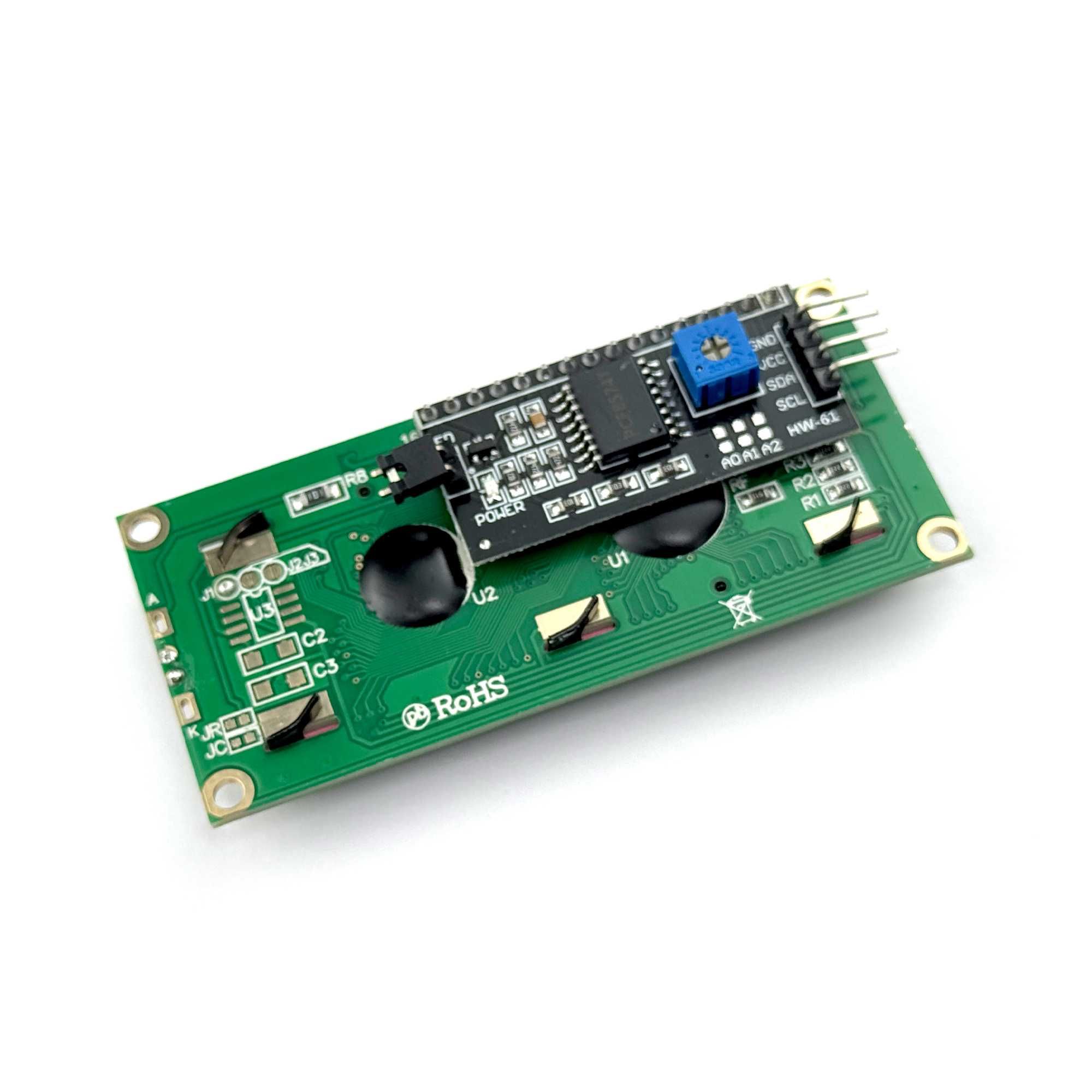 Дисплей 1602 c I2C адаптером (16×2 символов, зеленый)