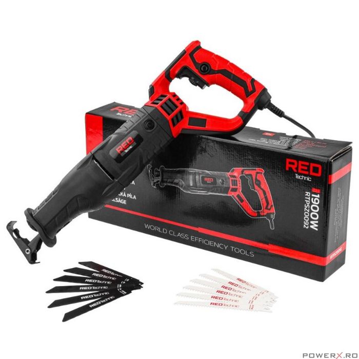 Fierastrau electric tip sabie, 1800 W, 12 lame SDS incluse, Red