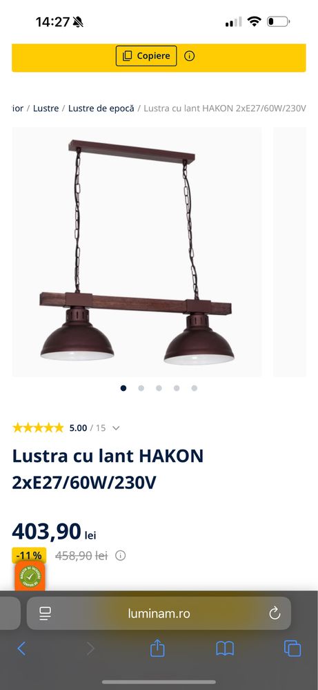 2x Lustra cu lant Hakon