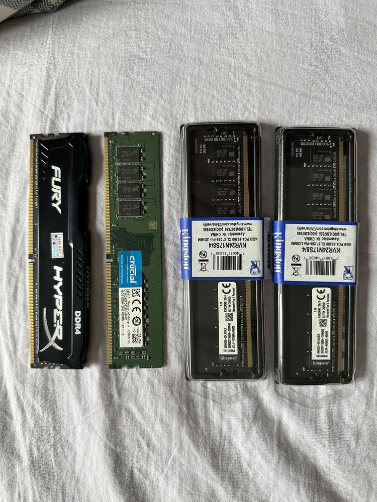 Продаю DDR4 4gb Kingston, 8gb Crucial