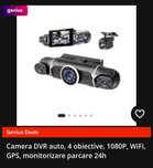 Dash cam 360 Camera DVR auto, 4 obiective, 1080P, WiFi, GPS, monitoriz