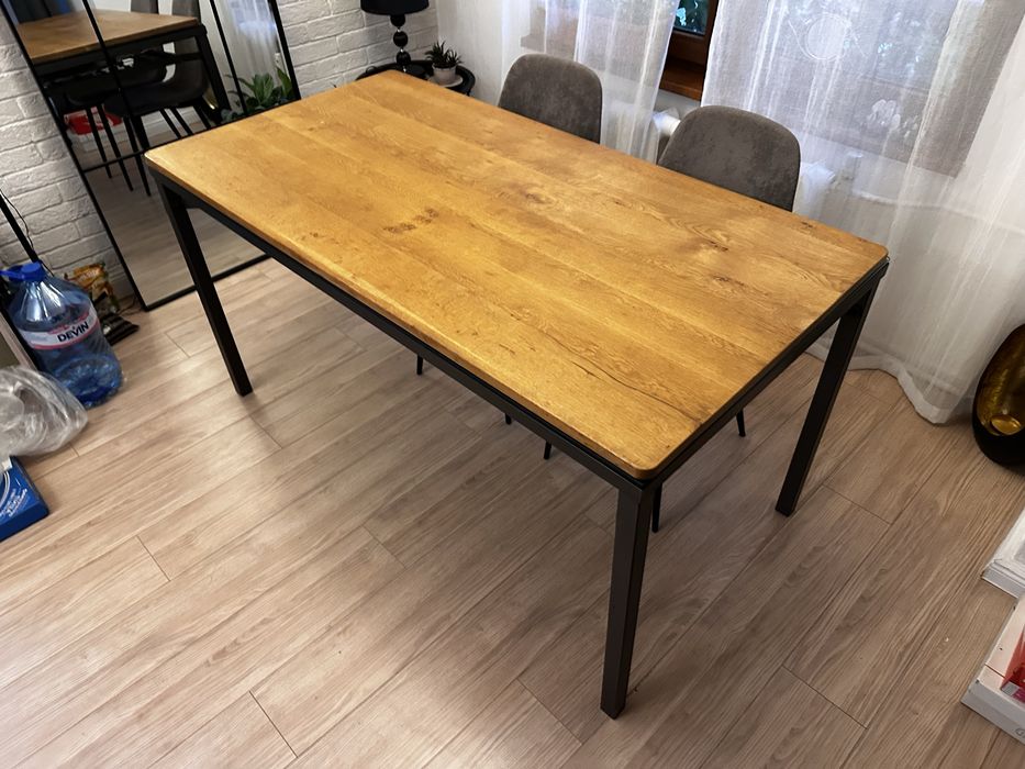 Трапезна маса IKEA с два плота – стъклен и дървен, 150х77х75 см