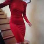 Rochie din catifea elastica pe gât culoare re roșie pe gât mărimea 3
