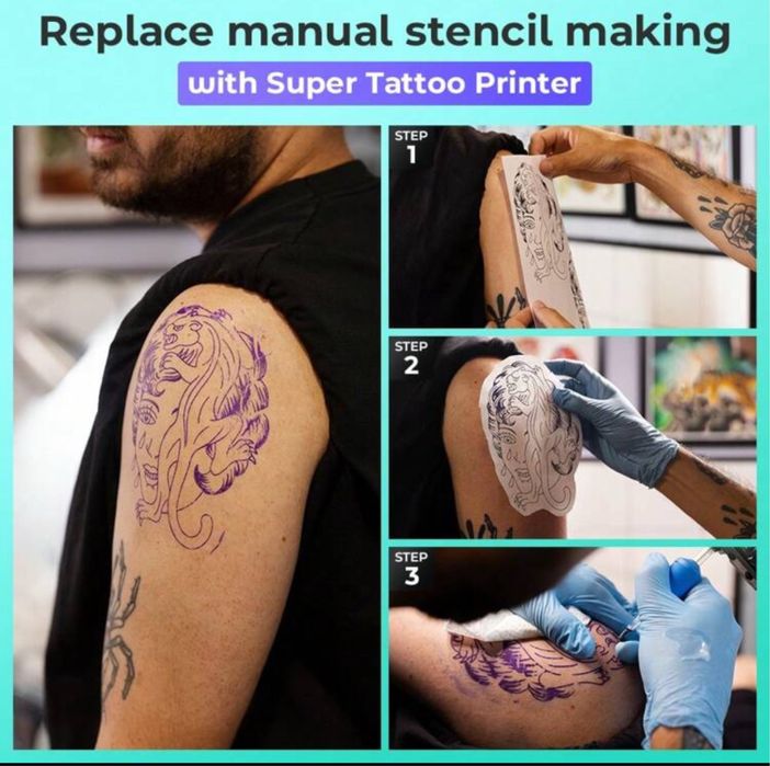 Imprimantă tatuaj Phomemo M08F A4 + 10 foi - Nou,Sigilat