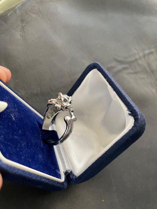 Inel model leopard placat cu aur alb,cu zirconiu cubic transparent