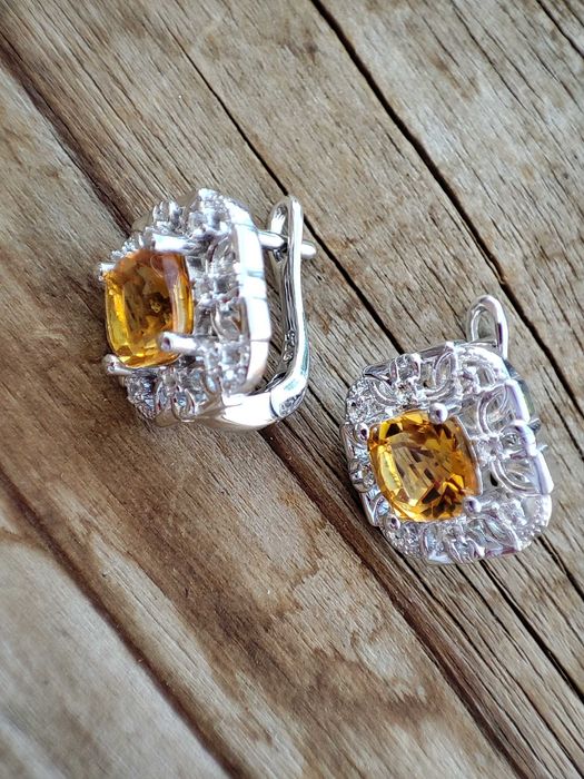 925 Cercei argint cu citrin si topaz