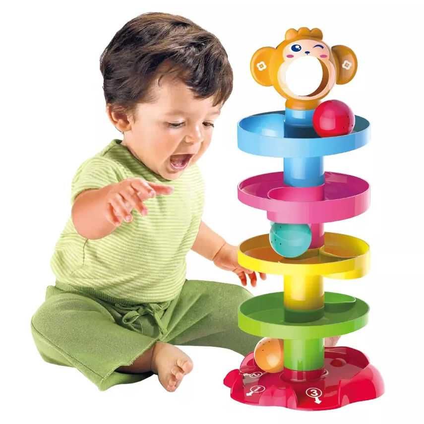 Jucarie turn rotativ cu bile, Multicolor