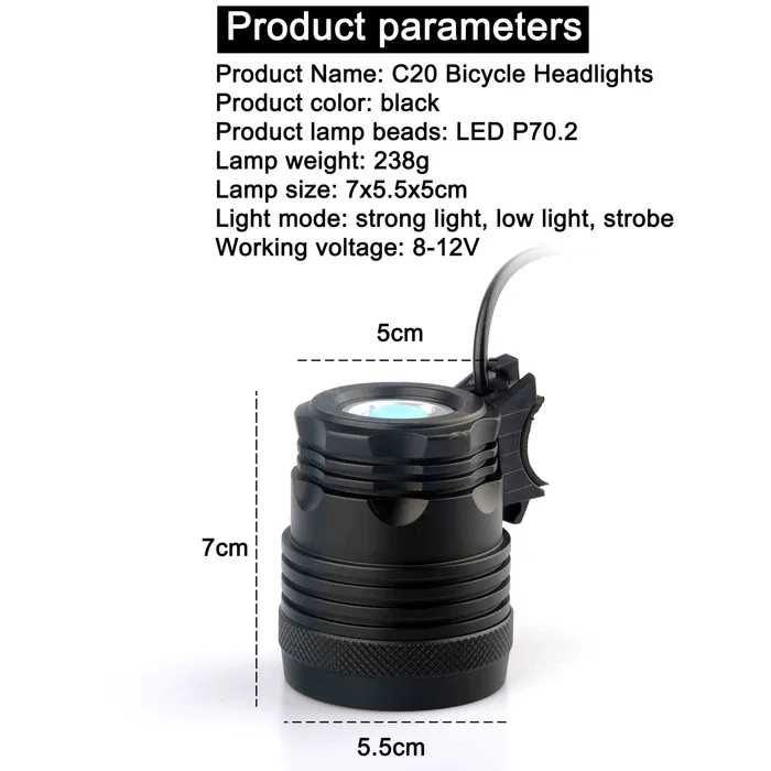 Far cu LED CRE XHP70 Bicicleta Trotineta Masina motocicletă 15W 2700Lm