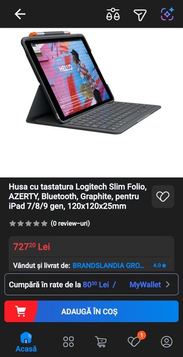 Logitech Slim Folio, compatibilă cu iPad-urile de generația a 7-a, a 8