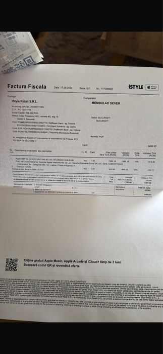 macbook pro 14 2023 10nuclee, 8gb memorie, 512ssd