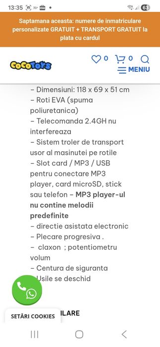 Vând mașinuță electrica copii