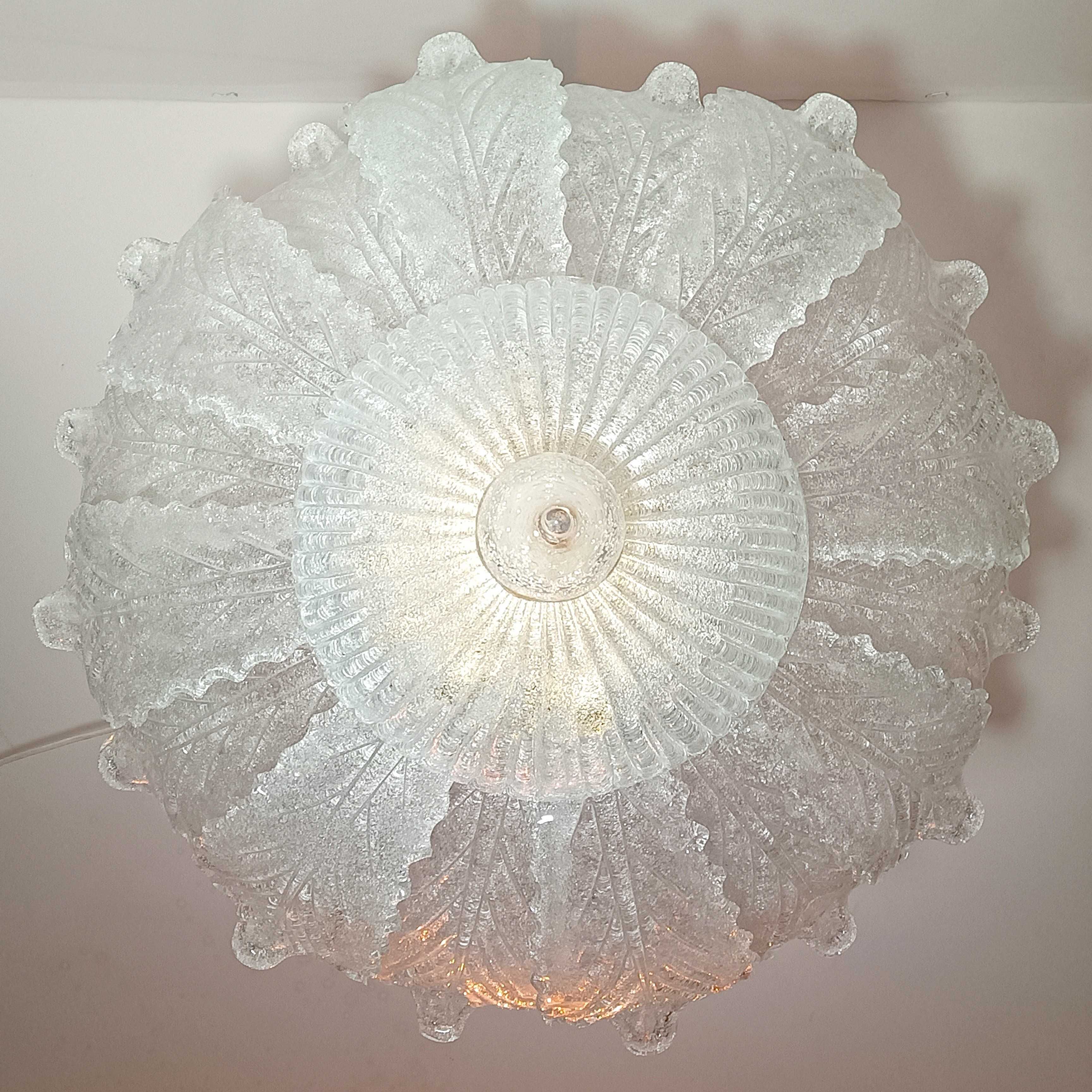 Plafoniera, MCM Art Deco, sticlă Murano Barovier & Toso, vintage