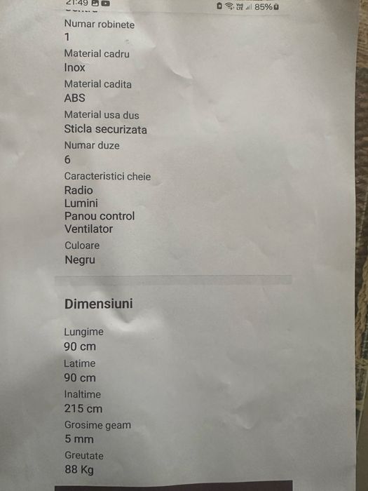 Cabina de dus cu hidromasaj