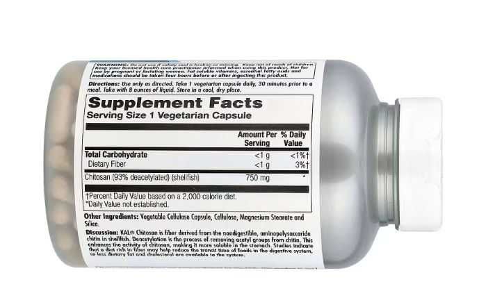 Витамины KAL, хитозан, 750 мг, 120 капсул