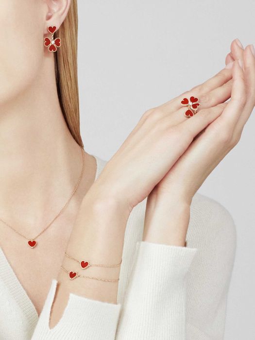Van Cleef & Arpels VCA Rose Red Heart Effeuillage Alhambra Пръстен