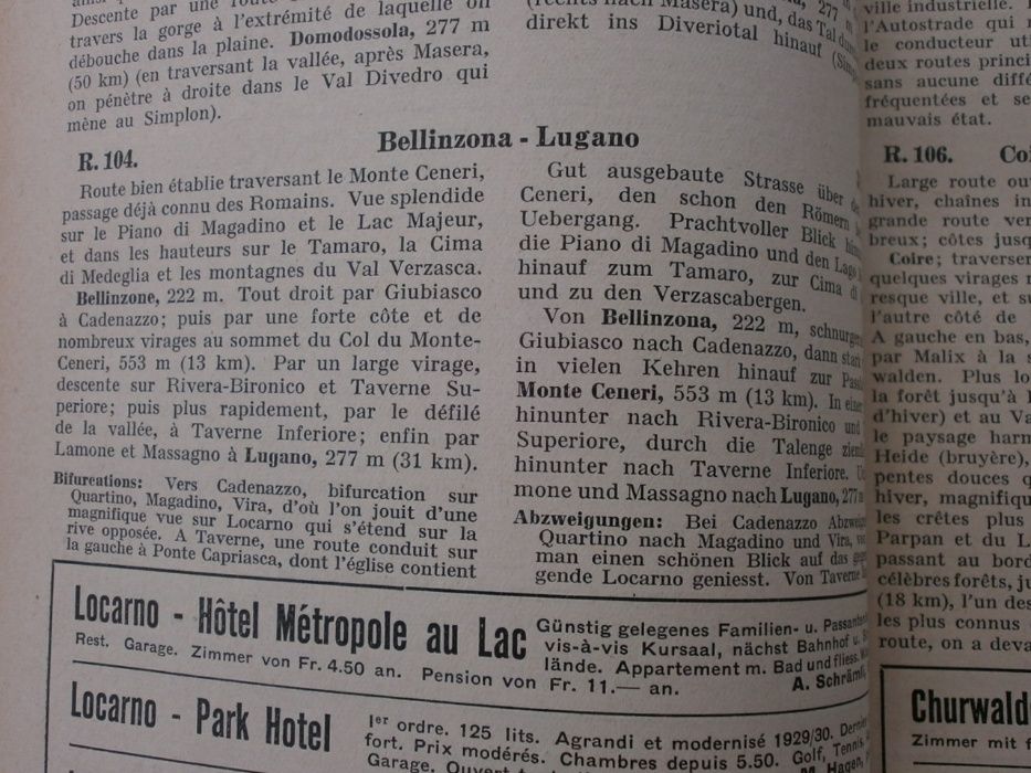 Антика 1933 Пътеводител Швейцария (за Автомобилисти)