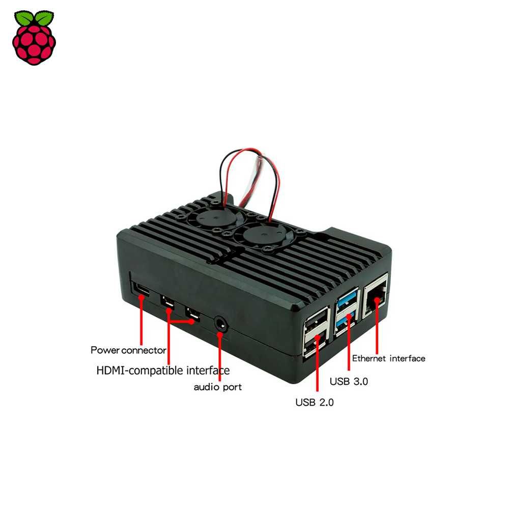 Алюминиевый корпус с двойным активным кулером - Raspberry Pi 4