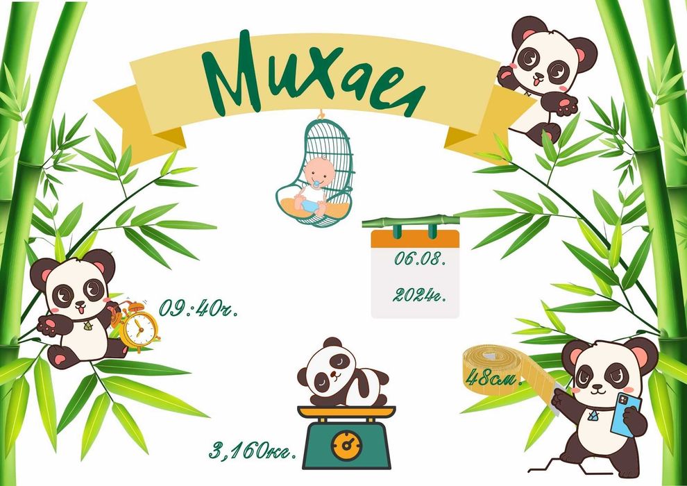 Фотоколажи Покани Бебешки визитки  Маша и мечока