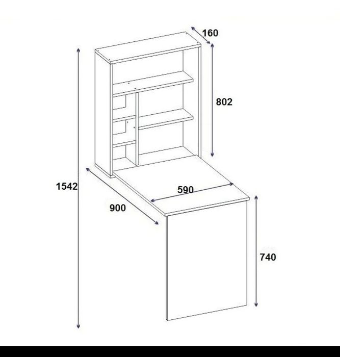 Birou cu raft de perete gri antracit