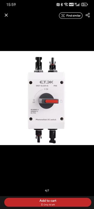 Întrerupător de izolare DC, 2 poli, 1000V,