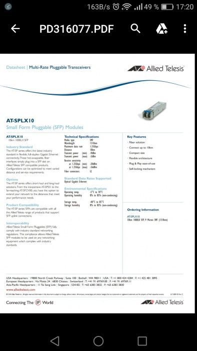 SFP Allied Telesyn AT- SPLX10 10km