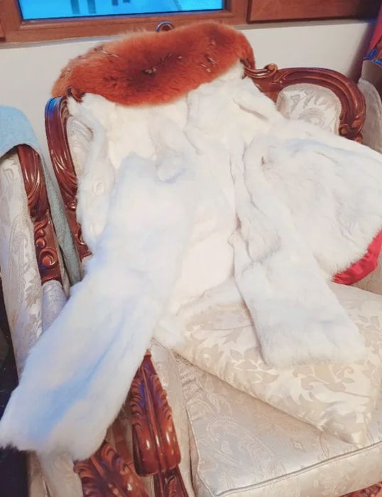 Палто от естествен косъм чинчила и лисица