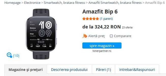 Smartwatch AMAZFIT Bip 6, GPS, Android/iOS, Black