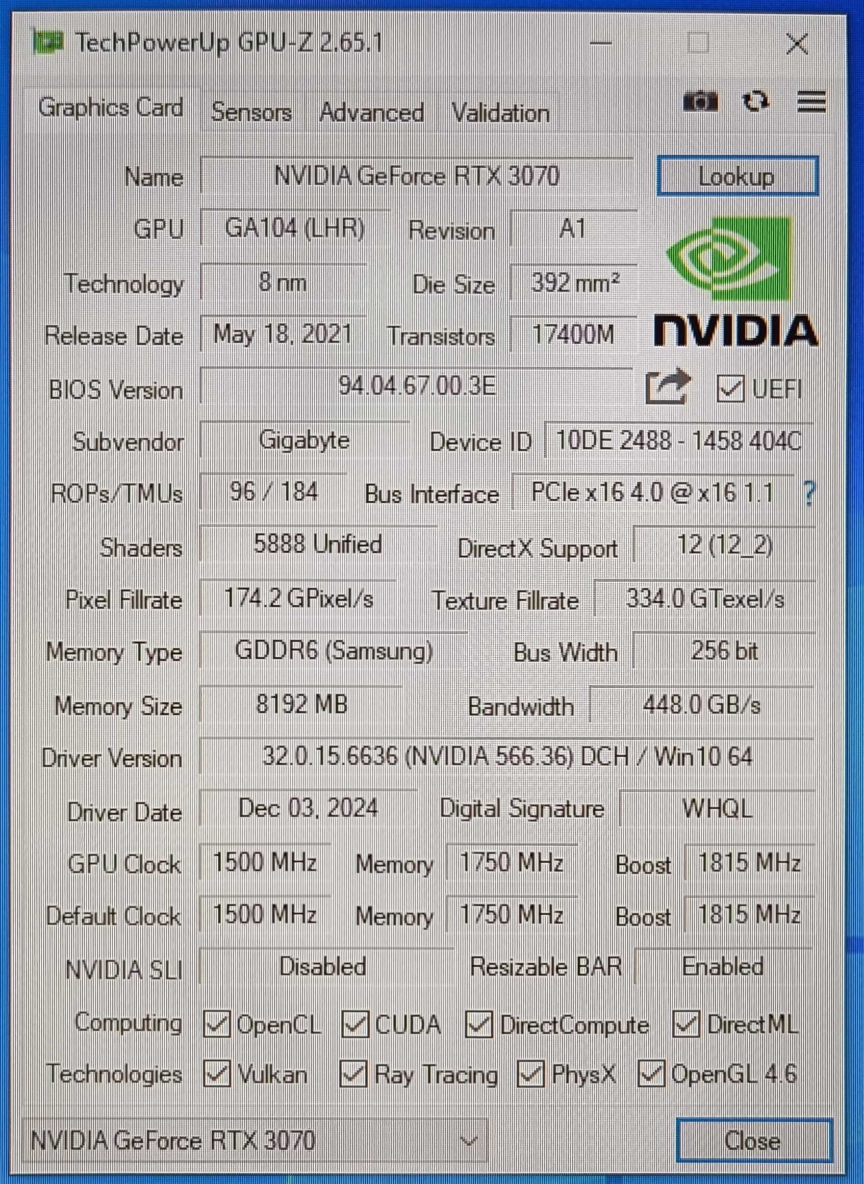 Видео карта RTX 3070 8GB