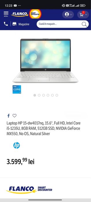 Laptop Hp nou i5gen12, 1tb ssd mx550 6Gb