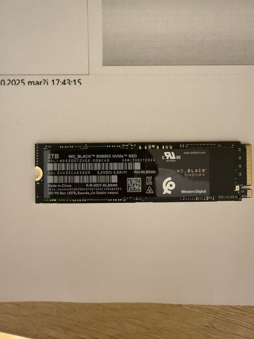 SSD WD Black SN850X 2TB PCI Express 4.0 x4 M.2 2280 WDS200T2X0E