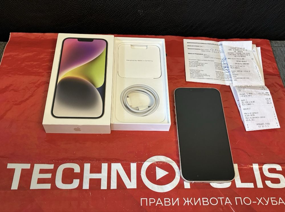 КАТО НОВ 128GB iPhone 14 Plus Гаранция Technopolis 2024г. Starlight